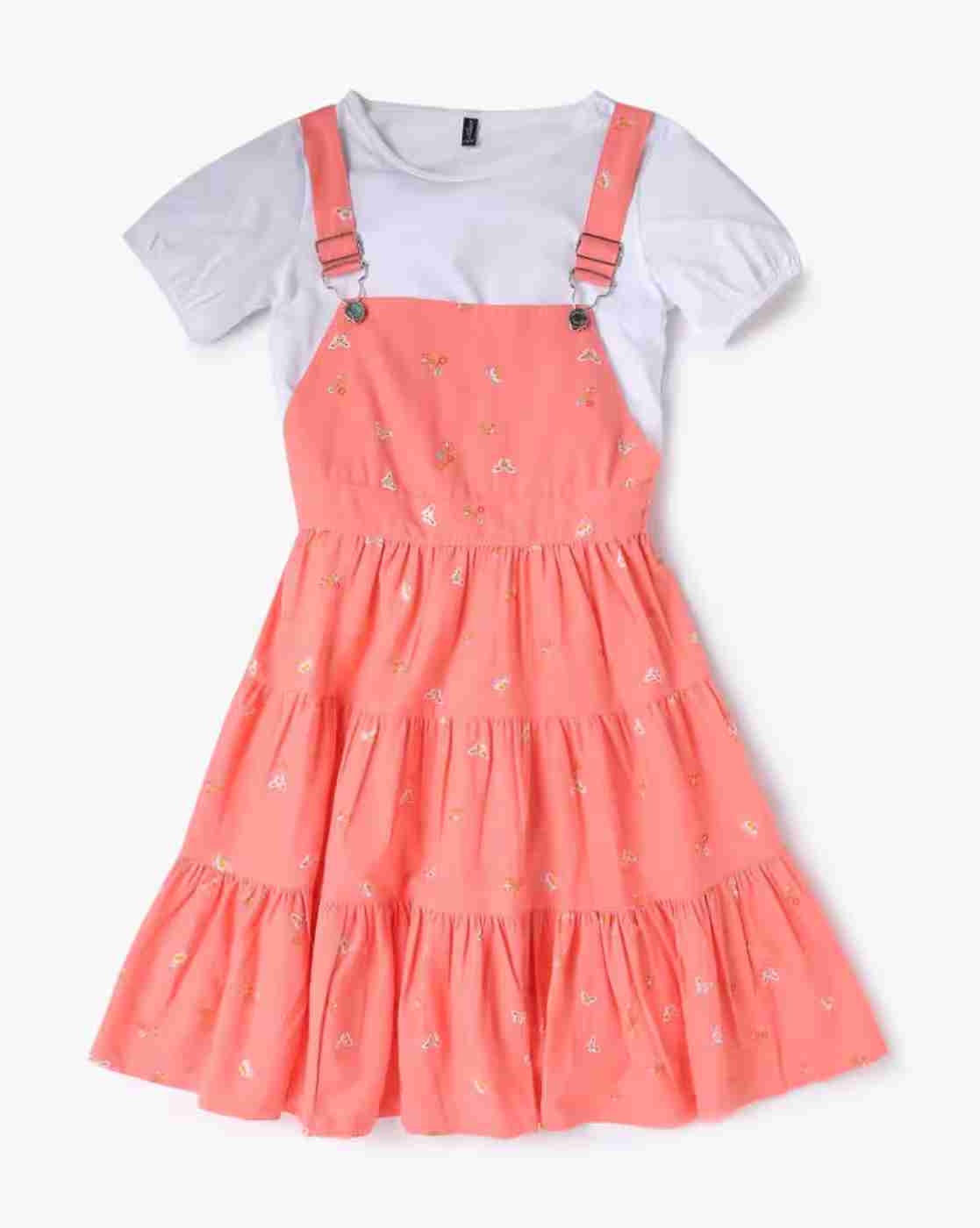 RIO GIRLS | Floral Print Dungaree with Top|0