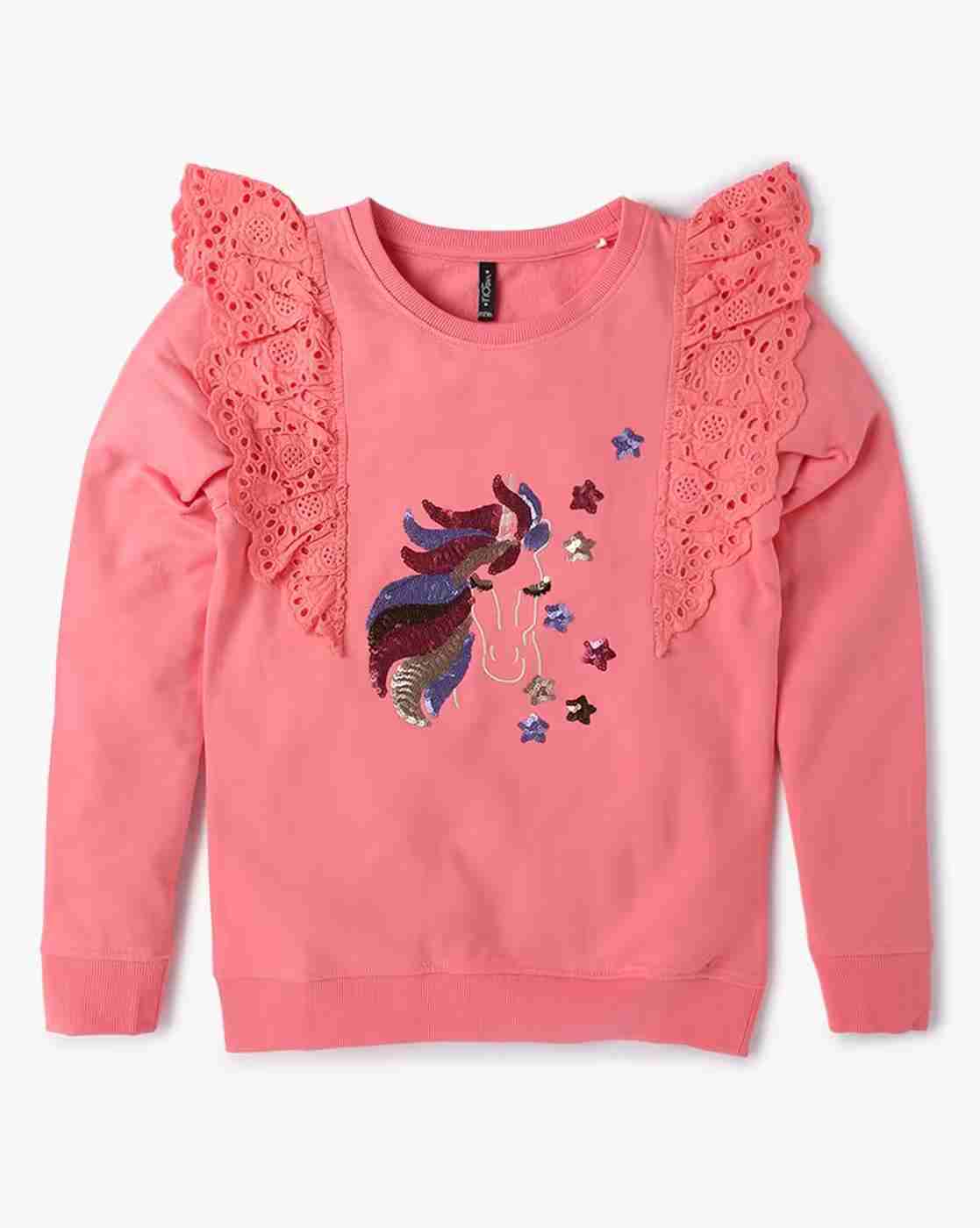 RIO GIRLS | Girls Sequin Embellished Round-Neck Sweatshirt|0