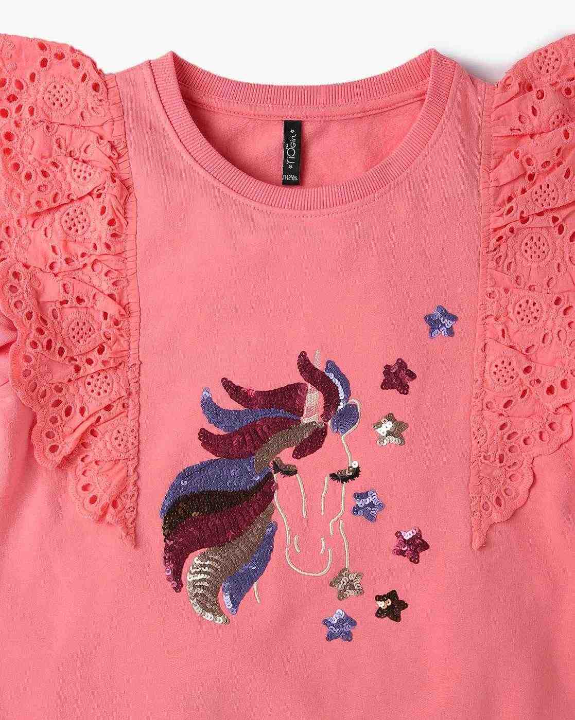 RIO GIRLS | Girls Sequin Embellished Round-Neck Sweatshirt|2