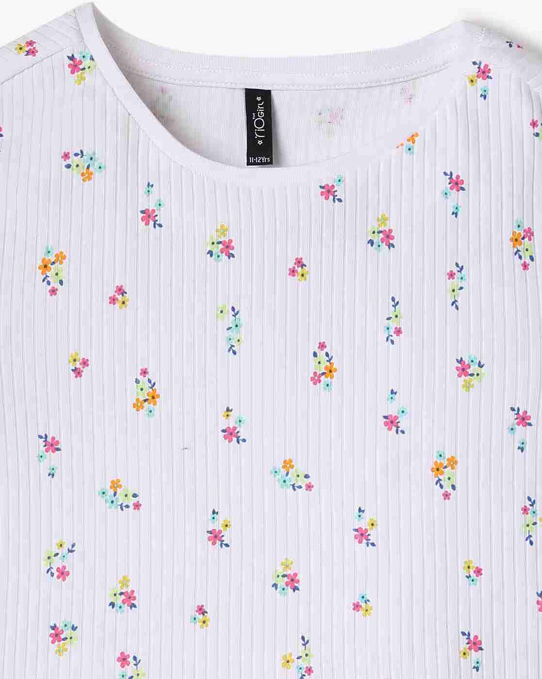 RIO GIRLS | Girls Floral Print Relaxed Fit Round-Neck T-Shirt|2