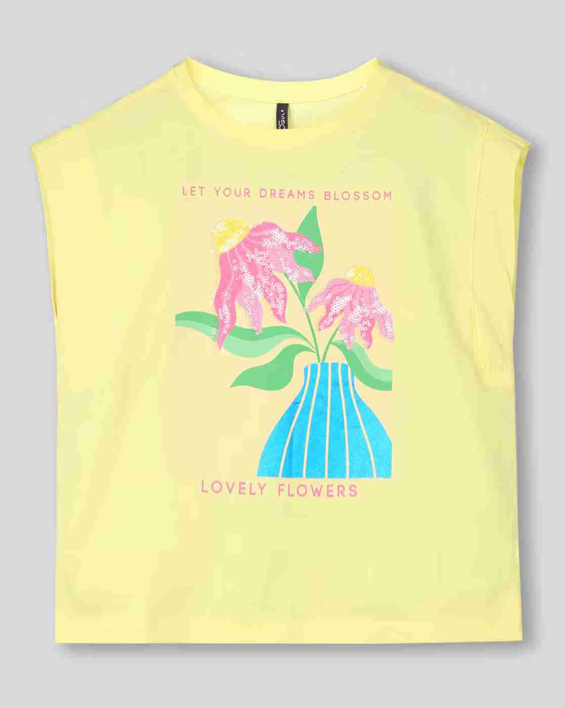 RIO GIRLS | Girls Floral Print Regular Fit Round-Neck T-Shirt|0