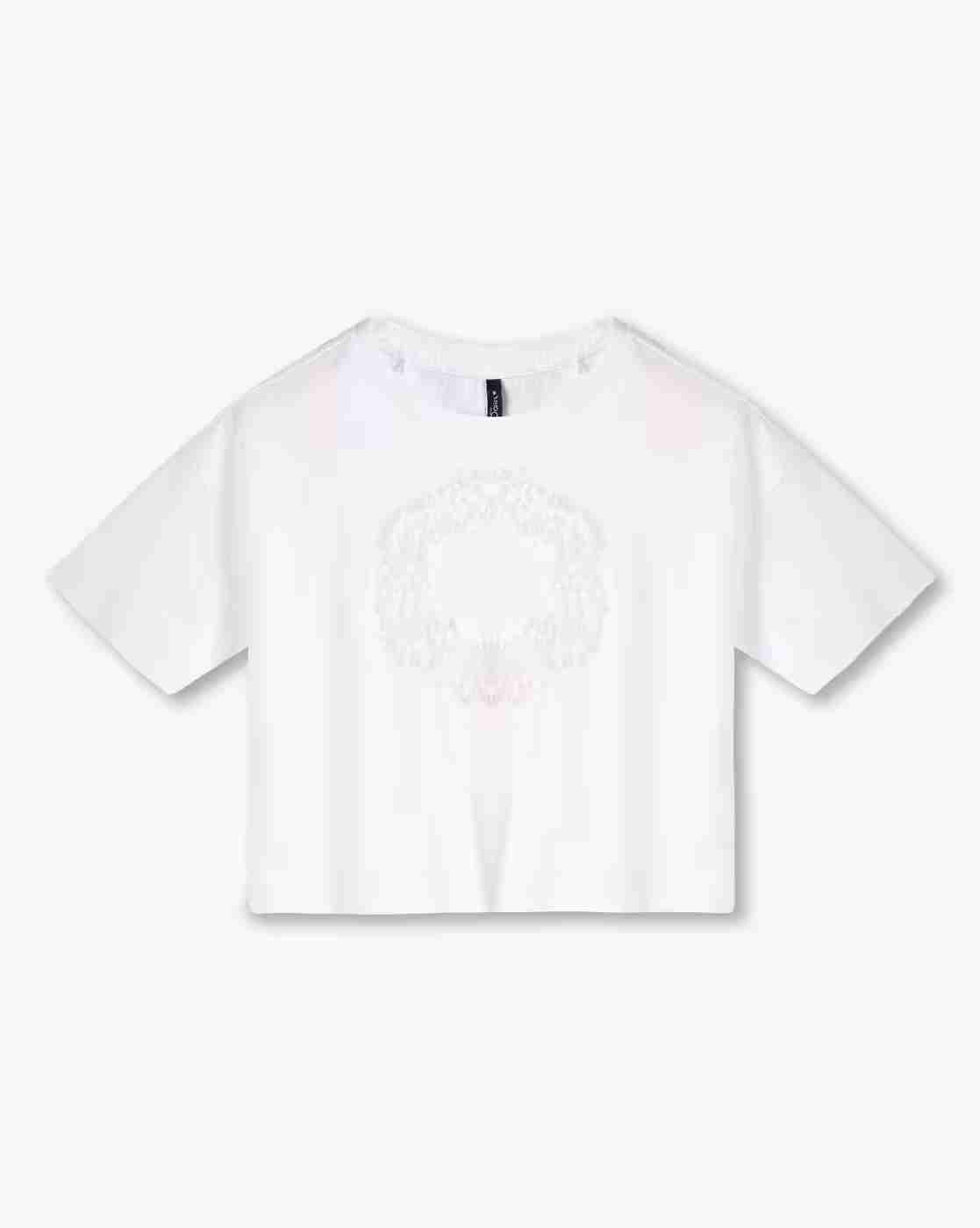 RIO GIRLS | Girls Relaxed Fit Crew-Neck T-Shirt with Ruched Flower|0