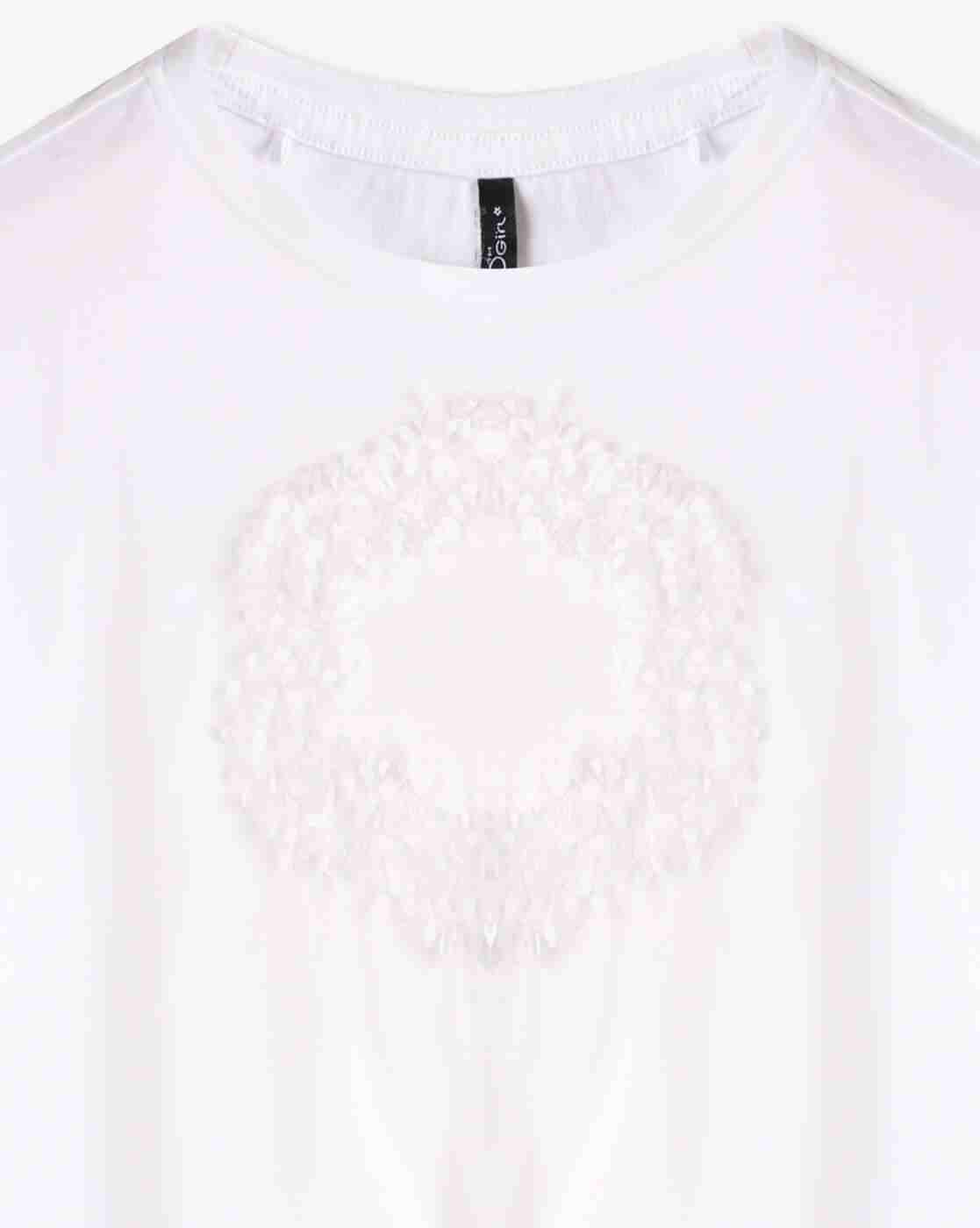 RIO GIRLS | Girls Relaxed Fit Crew-Neck T-Shirt with Ruched Flower|2