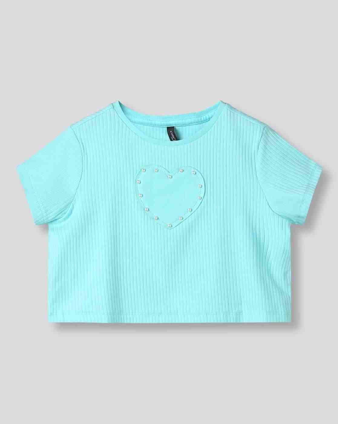 RIO GIRLS | Girls Ribbed Relaxed Fit Round-Neck T-Shirt|0