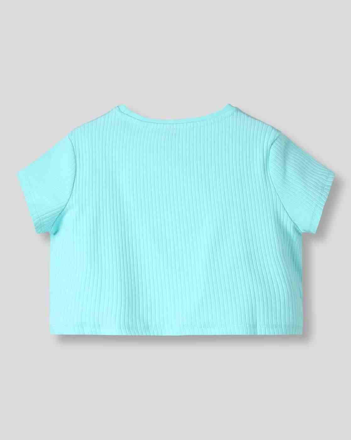 RIO GIRLS | Girls Ribbed Relaxed Fit Round-Neck T-Shirt|1