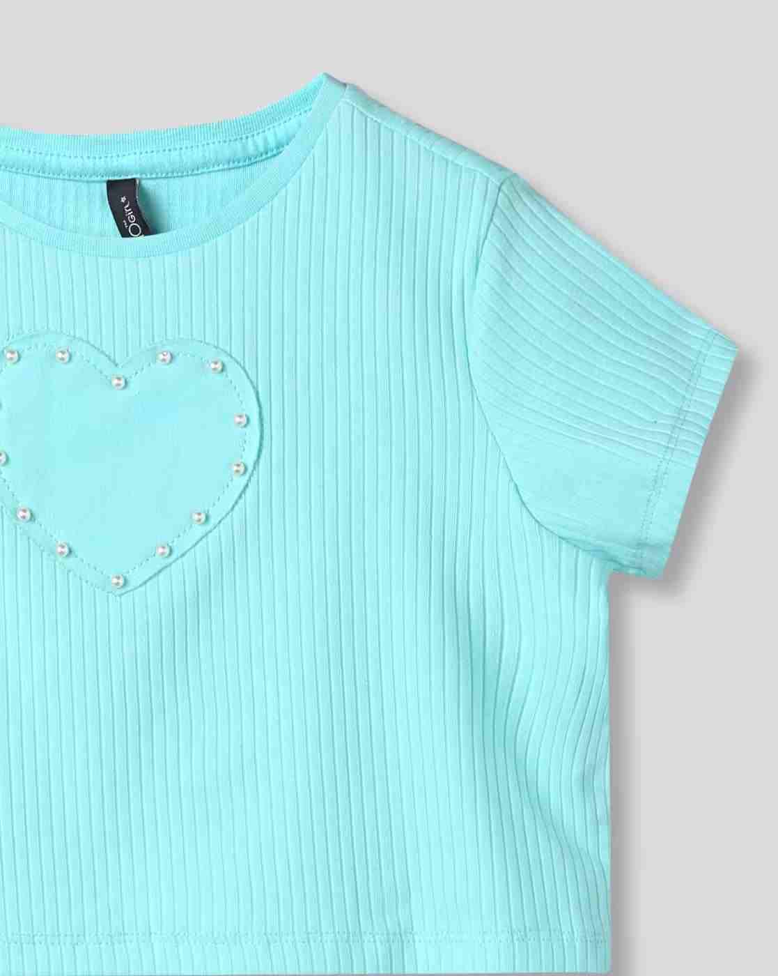 RIO GIRLS | Girls Ribbed Relaxed Fit Round-Neck T-Shirt|2