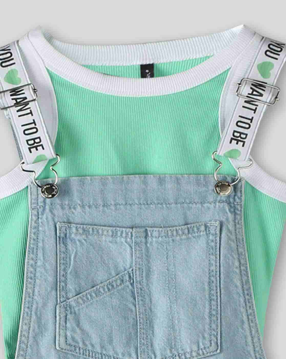 RIO GIRLS | Girls Relaxed Fit Dungaree with Ribbed Top Set|6