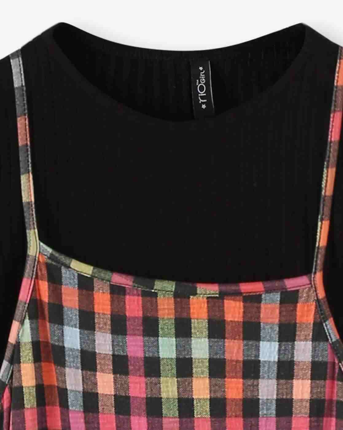 RIO GIRLS | Girls Checked A-Line Dress with Top set|5
