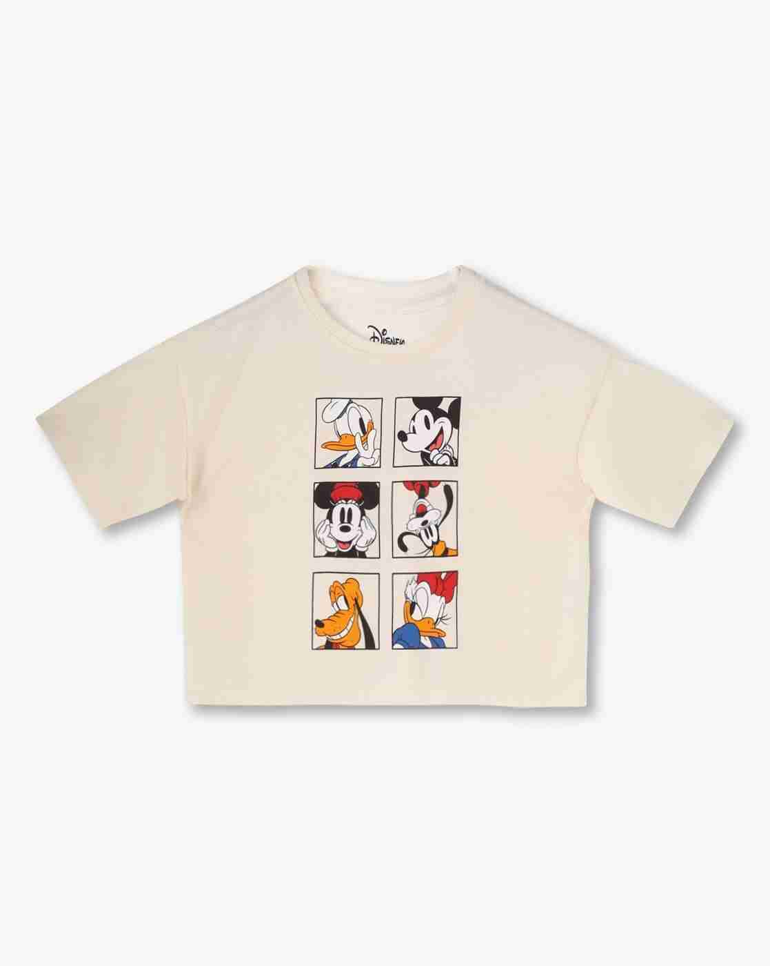 RIO GIRLS | Girls Mickey Mouse Print Relaxed Fit Round-Neck T-Shirt|0
