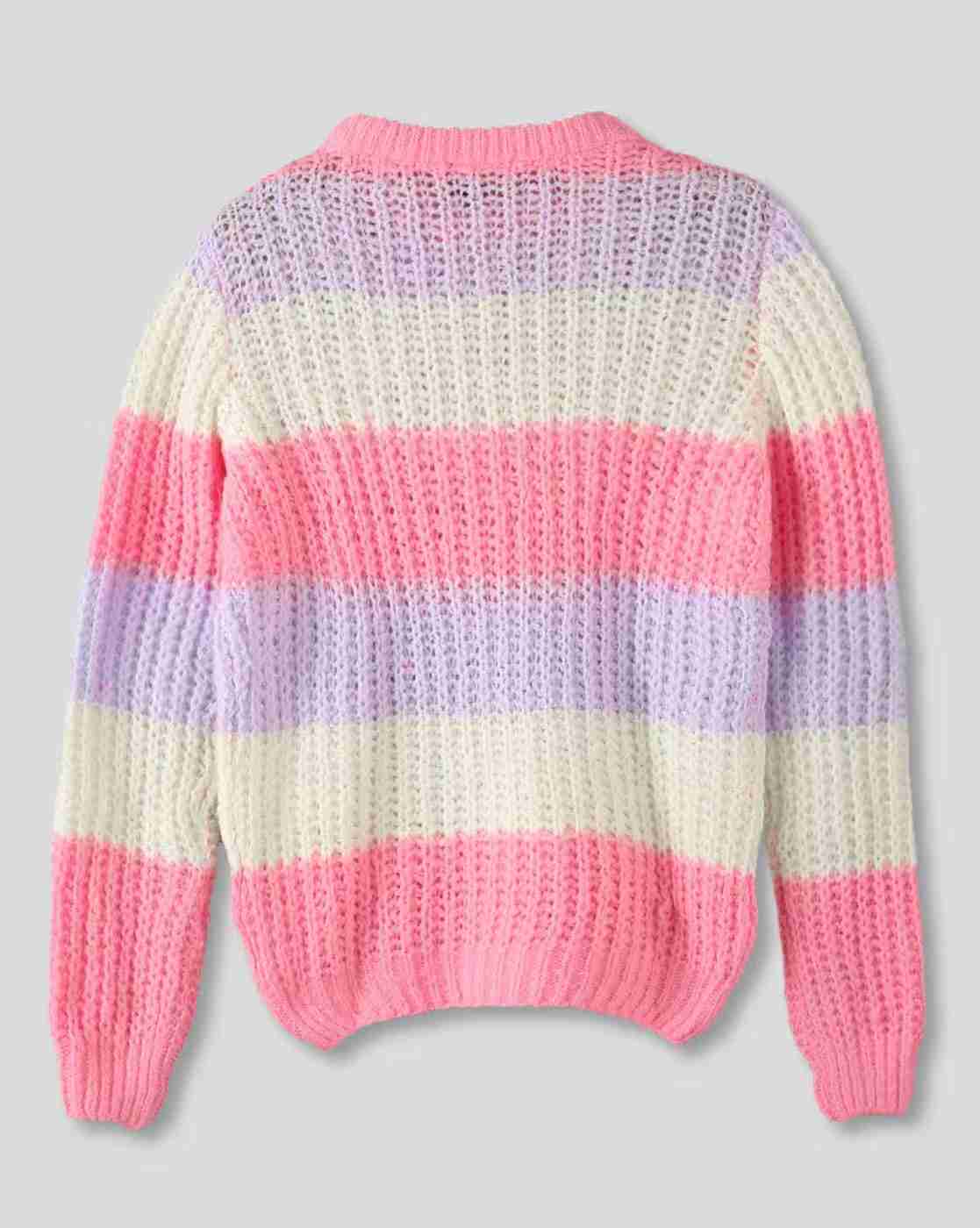 RIO GIRLS | Girls Striped Relaxed Fit Crew-Neck Sweater|1