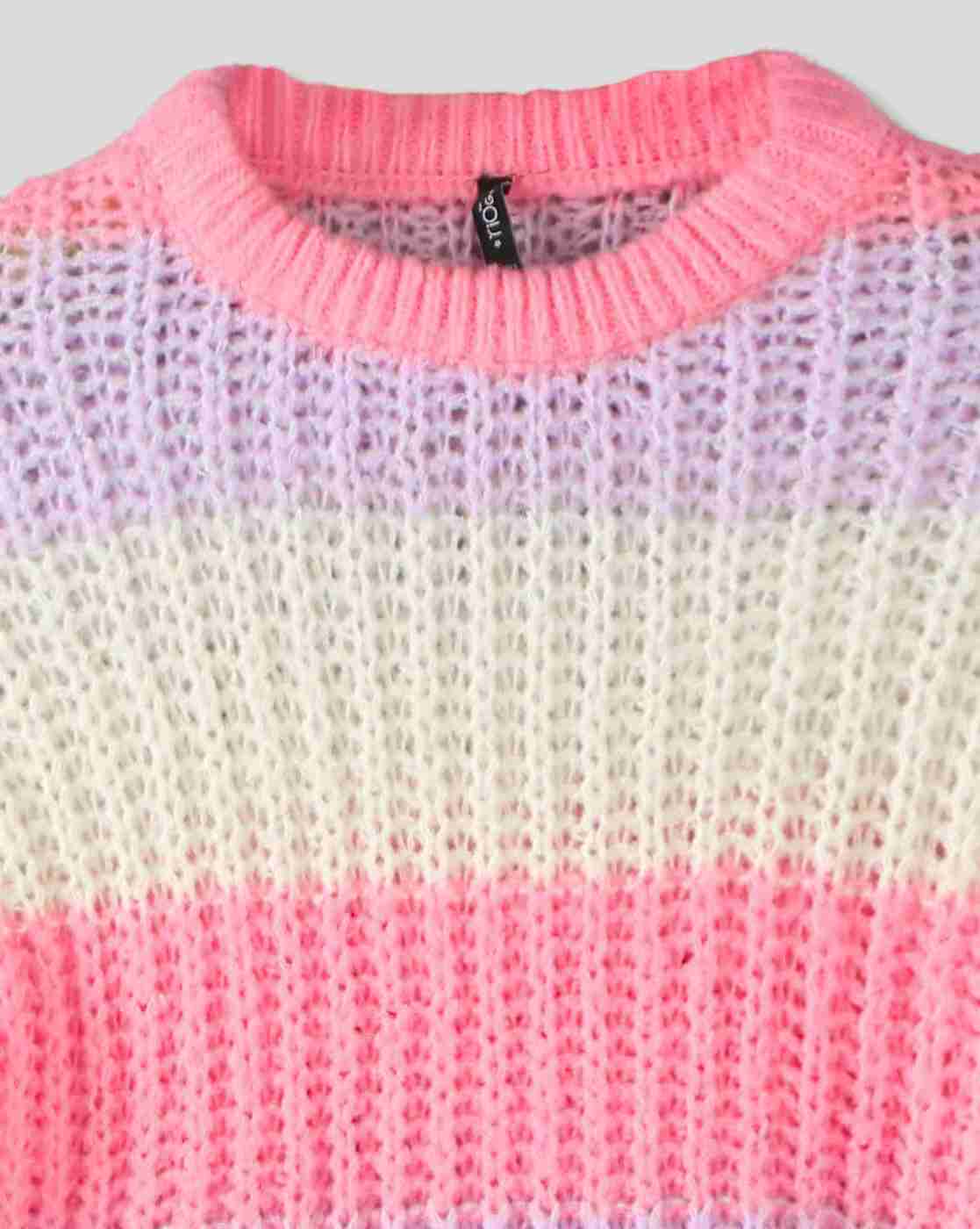 RIO GIRLS | Girls Striped Relaxed Fit Crew-Neck Sweater|2