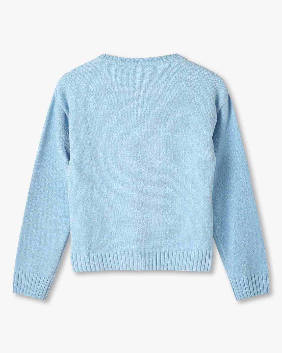 RIO GIRLS | Girls Sequin Rainbow Print Round-Neck Sweater|1