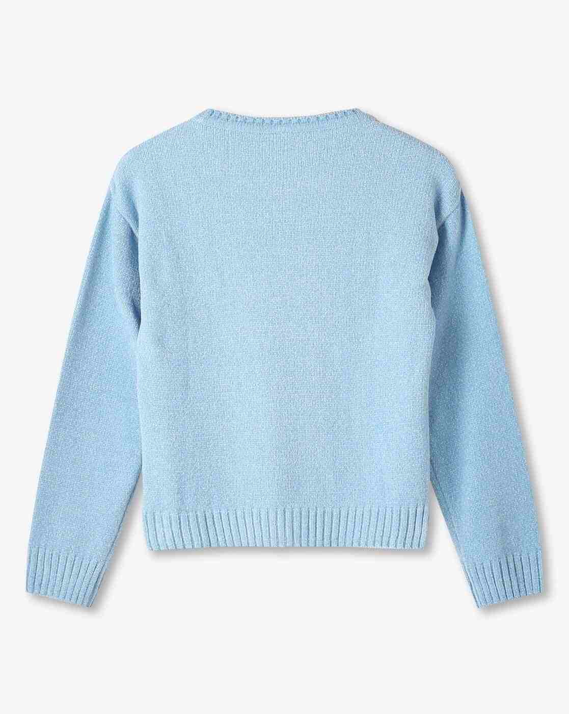 RIO GIRLS | Girls Sequin Rainbow Print Round-Neck Sweater|1