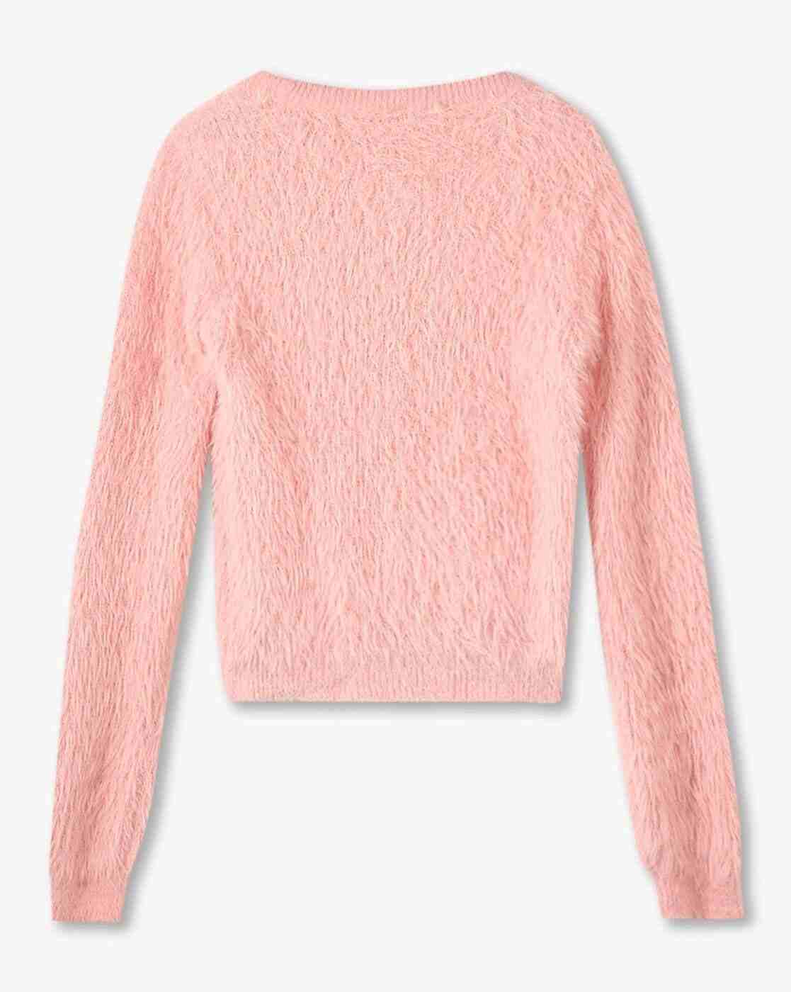 RIO GIRLS | Girls Fuzzy Fur Round-Neck Sweater|1
