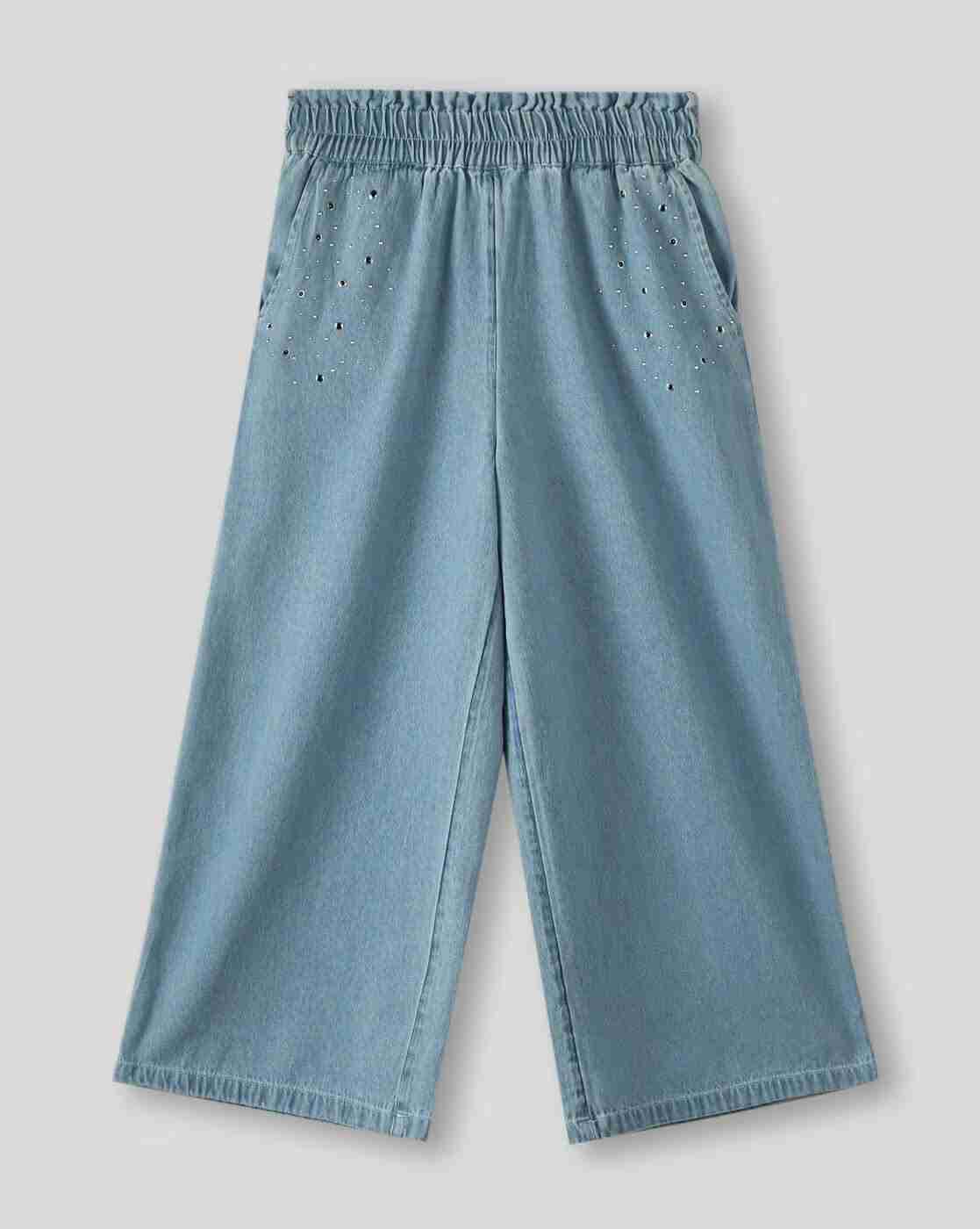 RIO GIRLS | Girls Embellished Relaxed Fit Denim Culottes|0