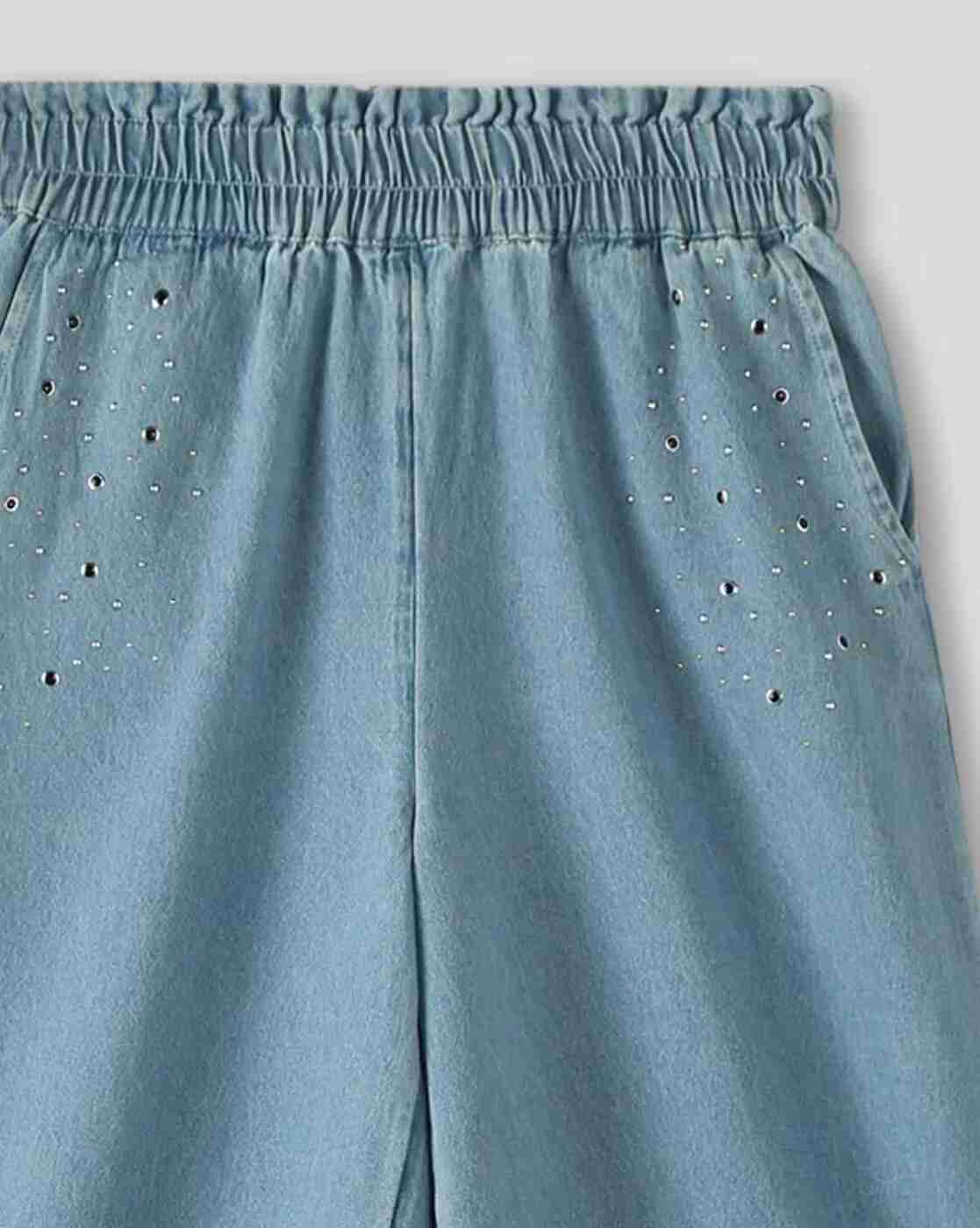 RIO GIRLS | Girls Embellished Relaxed Fit Denim Culottes|2