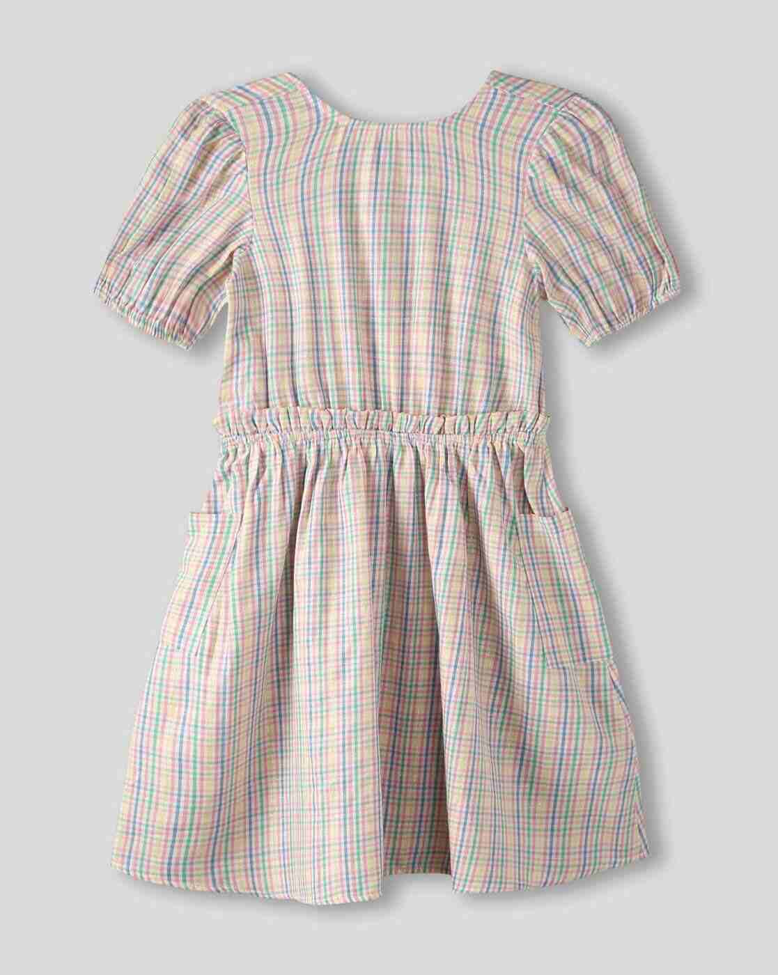 RIO GIRLS | Girls Checked A-Line Dress|1