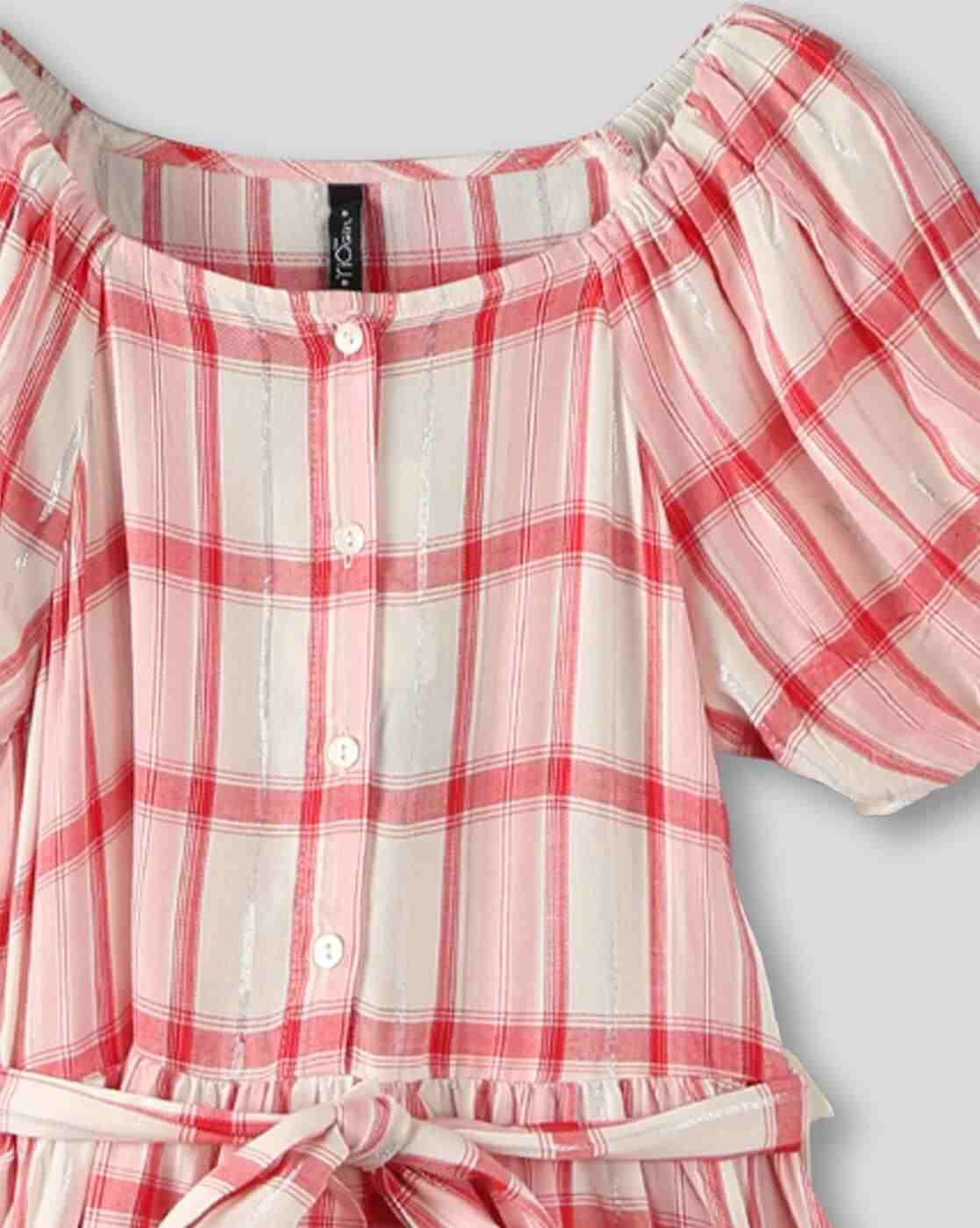 RIO GIRLS | Girls Checked A-Line Dress|2