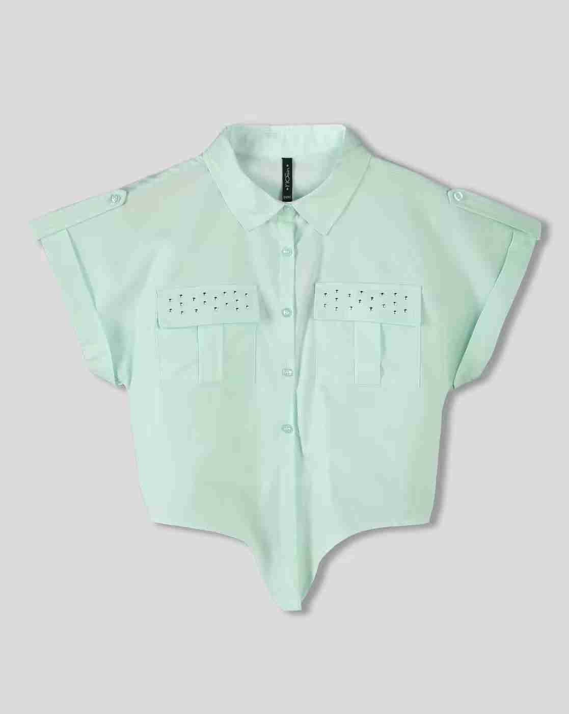 RIO GIRLS | Girls Embellished Crop Top with Tie-Up|1