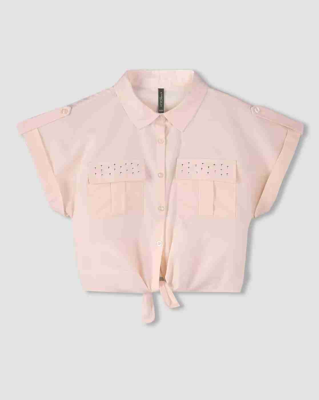 Girls Embellished Crop Top with Tie-Up