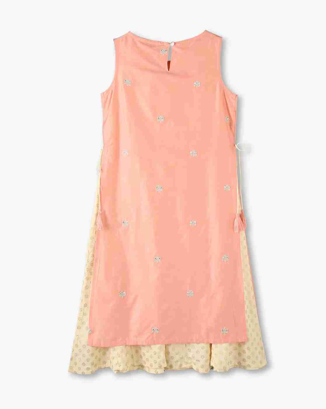 RIO GIRLS | Girls Embroidered Fit & Flare Layered Dress|1
