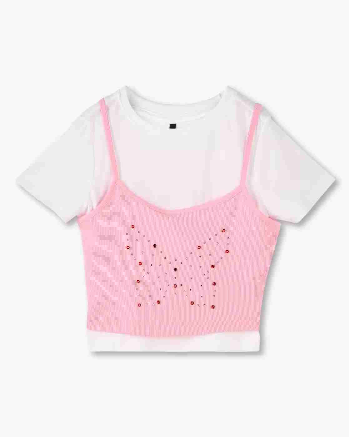 RIO GIRLS | Girls Embellished Relaxed Fit Twofer Top|0