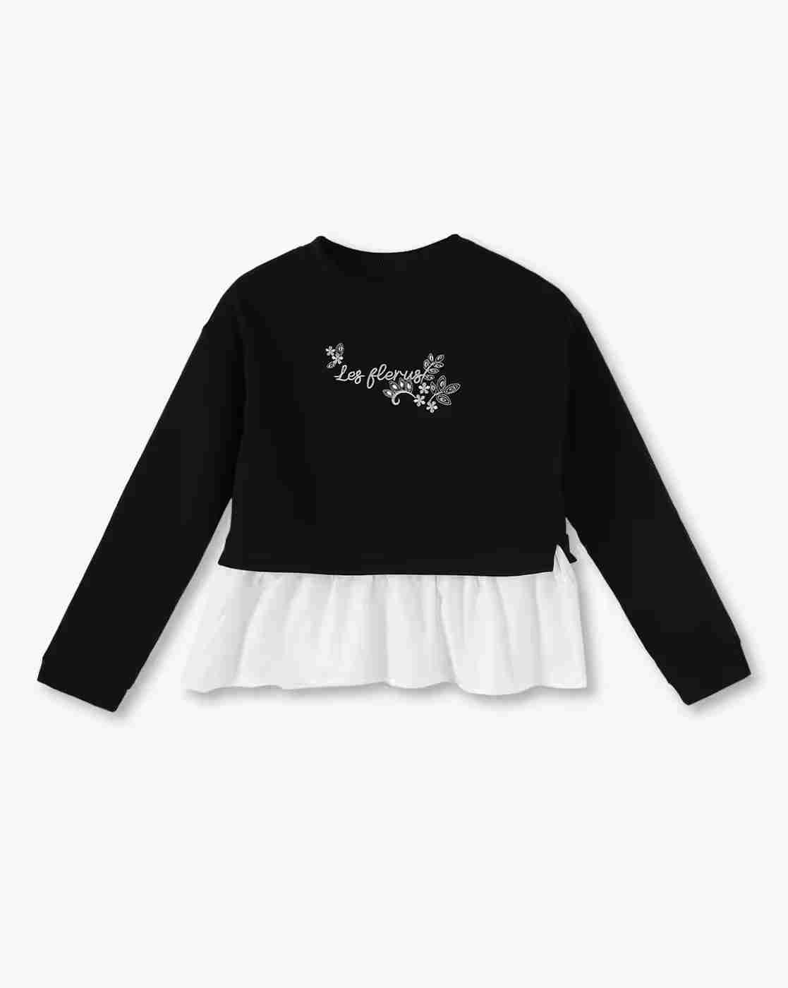 RIO GIRLS | Girls Embroidered Twofer Sweatshirt|0