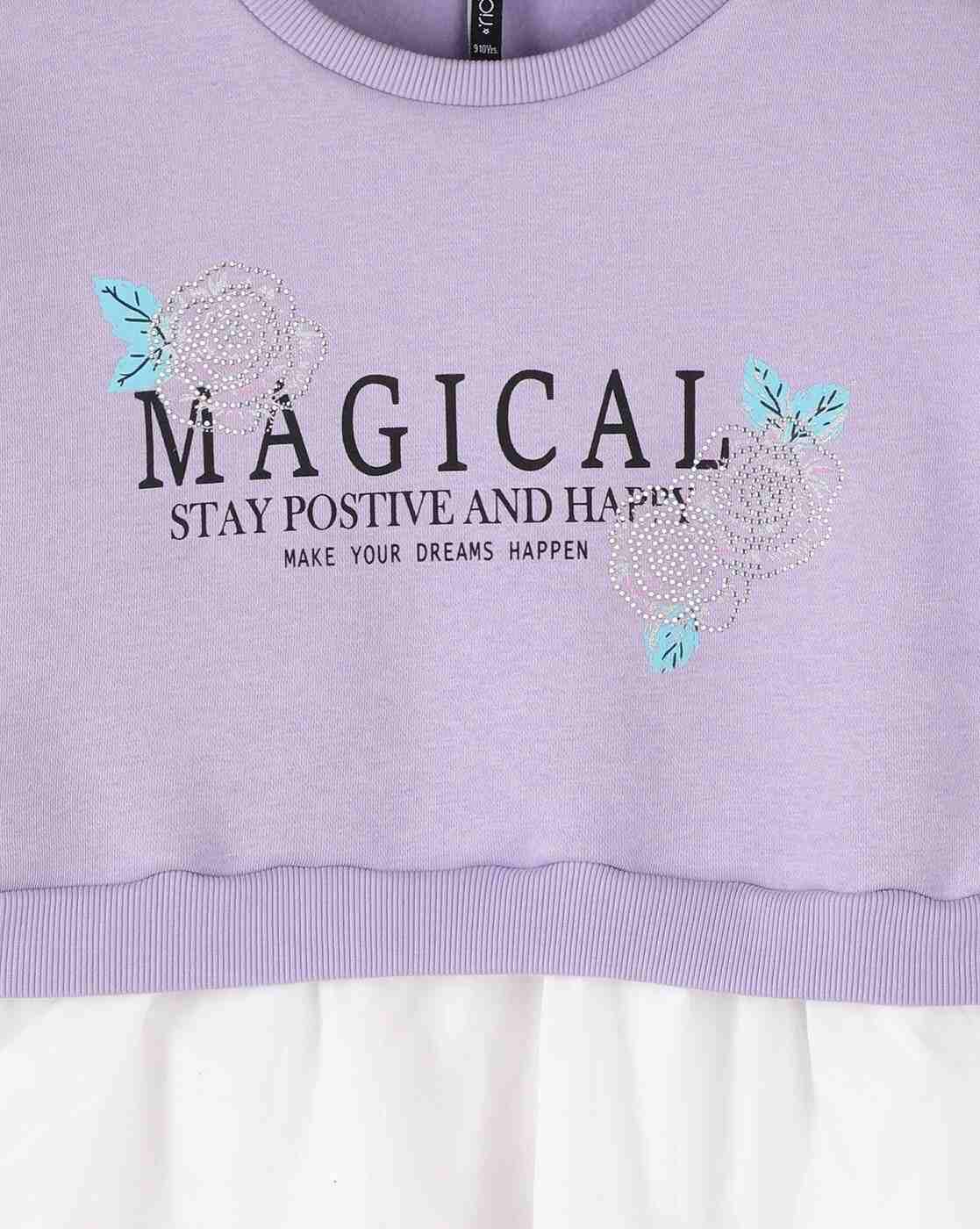 RIO GIRLS | Girls Typographic Print Twofer Sweatshirt|2