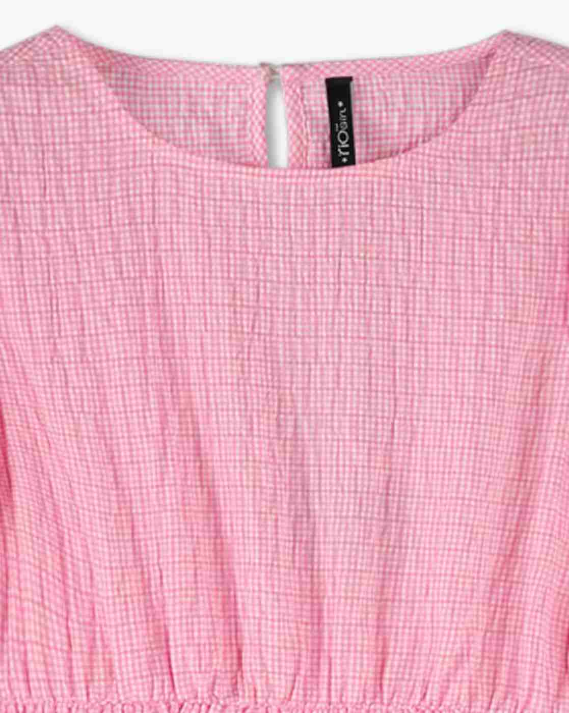 RIO GIRLS | Girls Checked Tiered Dress|2