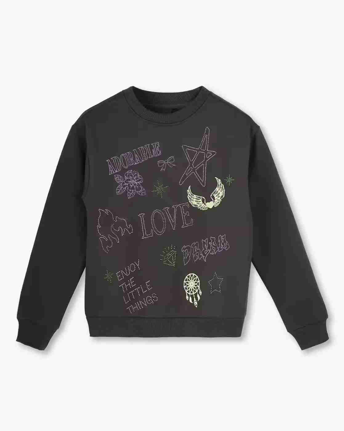 RIO GIRLS | Girls Graphic Print Oversized Sweatshirt|0