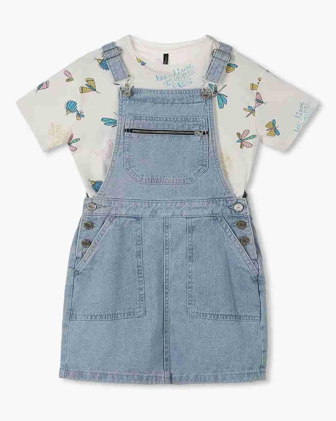 RIO GIRLS | Girls Printed T-Shirt with Dungaree|0
