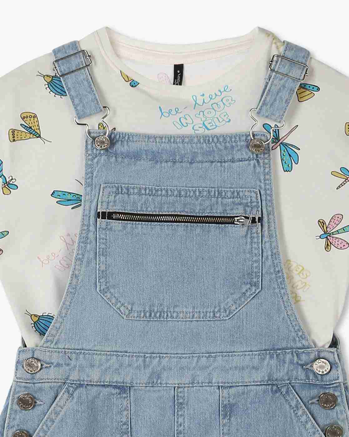 RIO GIRLS | Girls Printed T-Shirt with Dungaree|5