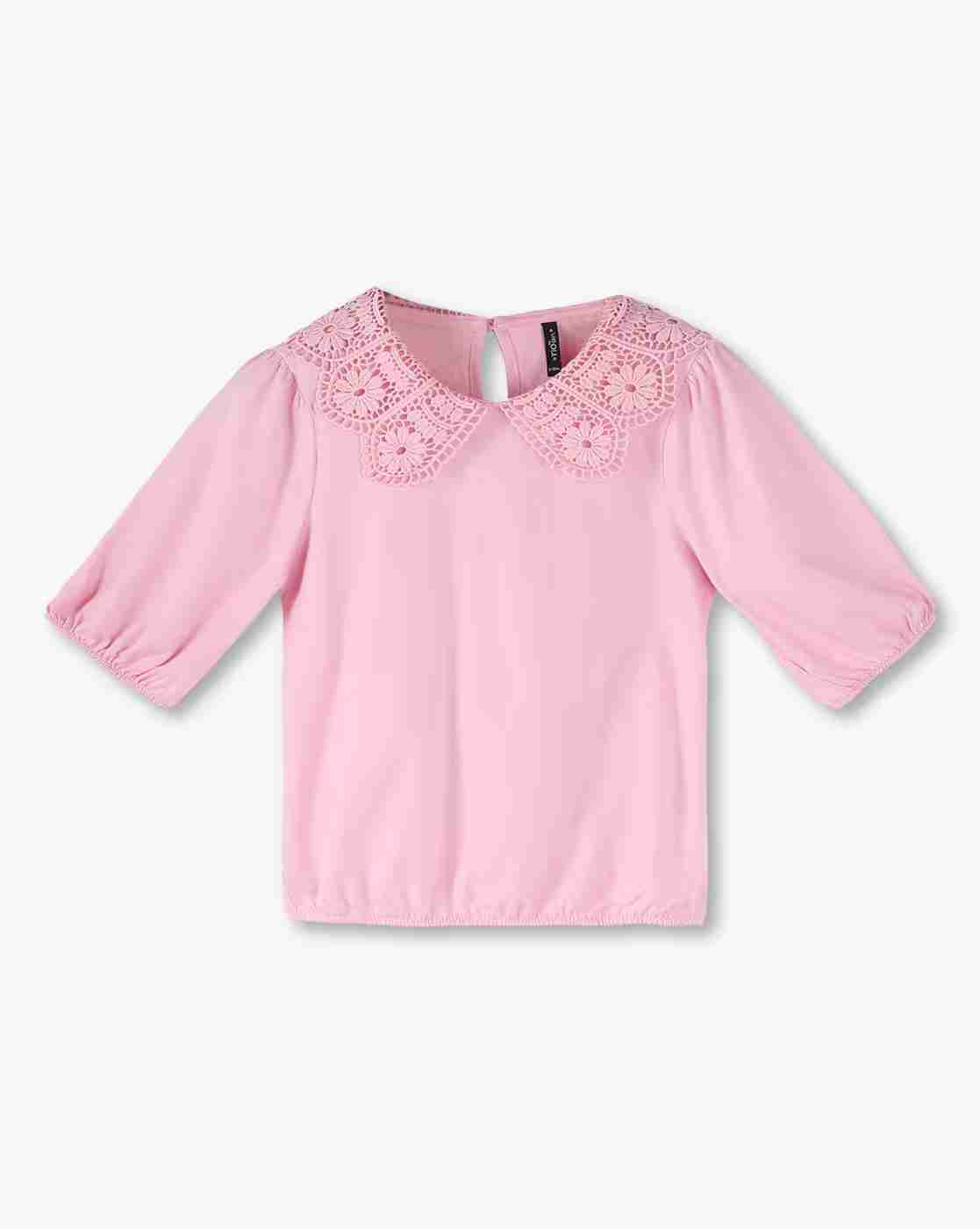 Girls Crochet Relaxed Fit Blouson Top