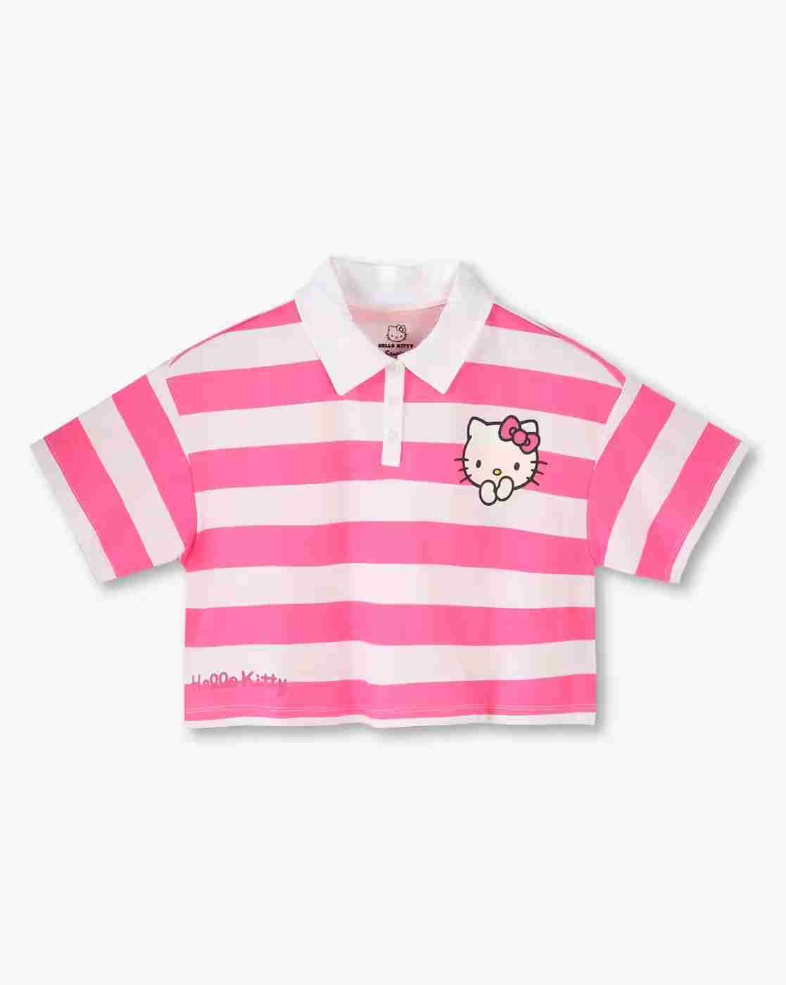 RIO GIRLS | Girls Striped Relaxed Fit Crop Polo T-Shirt|0