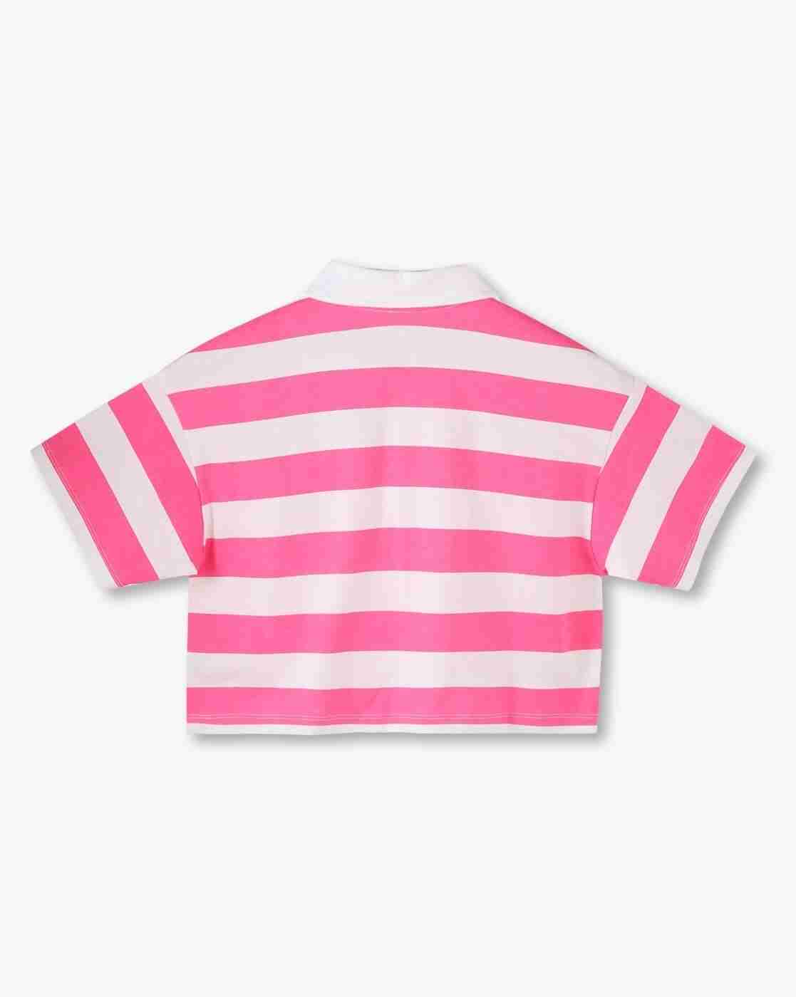 RIO GIRLS | Girls Striped Relaxed Fit Crop Polo T-Shirt|1