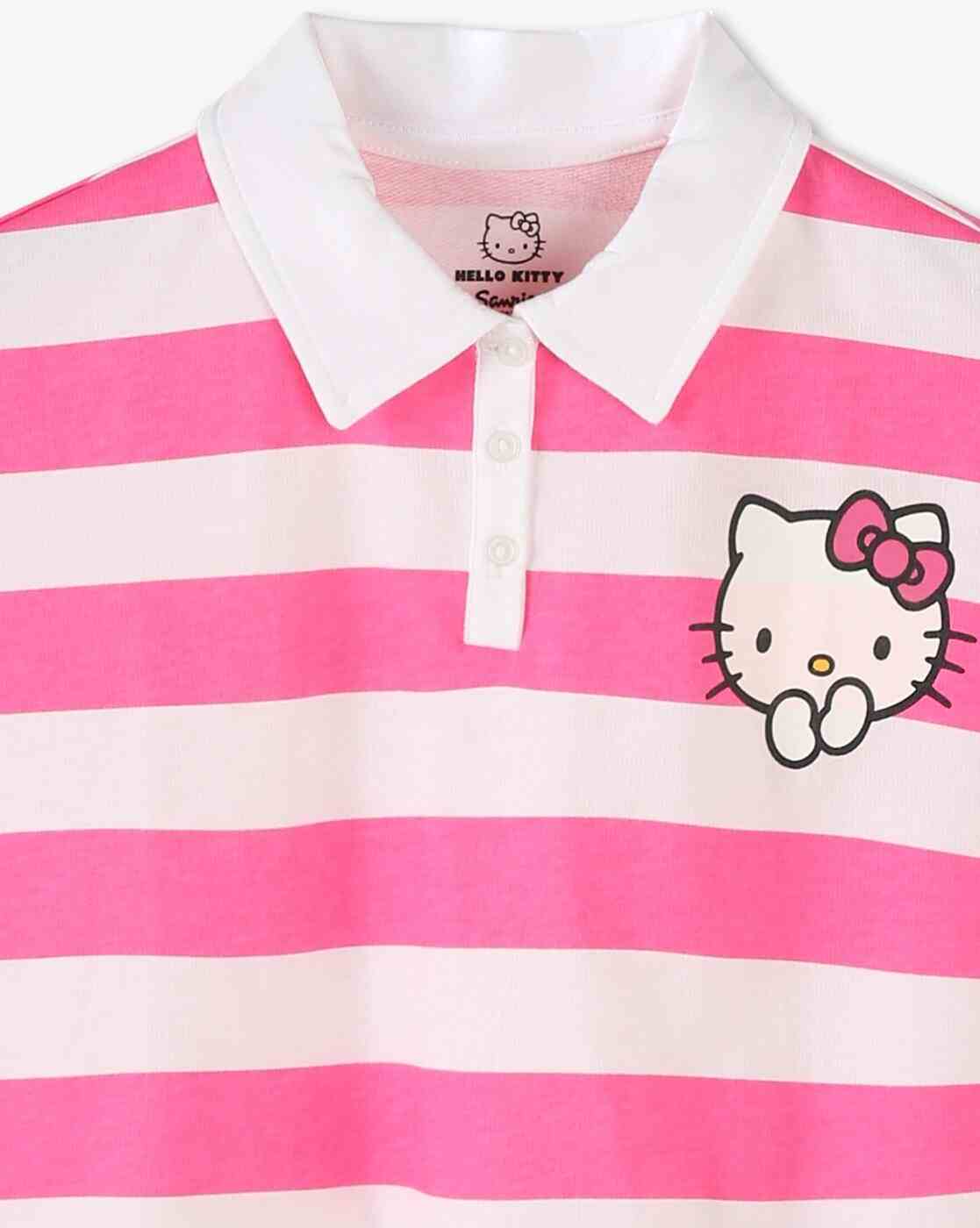 RIO GIRLS | Girls Striped Relaxed Fit Crop Polo T-Shirt|2