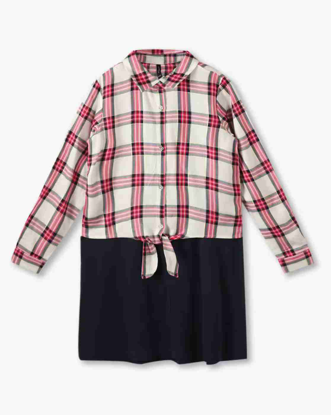 RIO GIRLS | Girls Twofer Checked Shirt & A-Line Dress|0