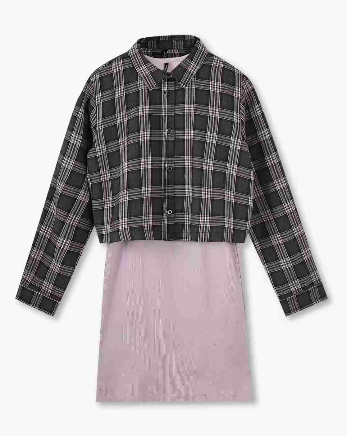 RIO GIRLS | Girls Twofer Checked Shirt & A-Line Dress|0