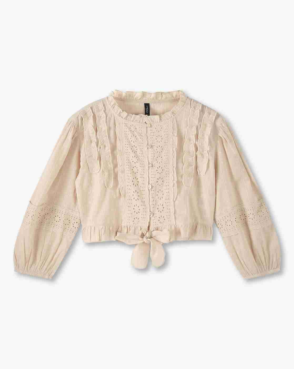 Girls Schiffli Embroidered Top