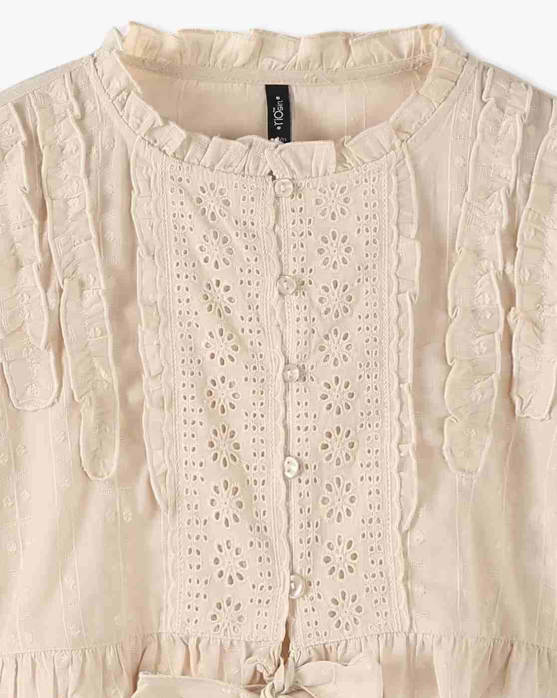RIO GIRLS | Girls Schiffli Embroidered Top|2