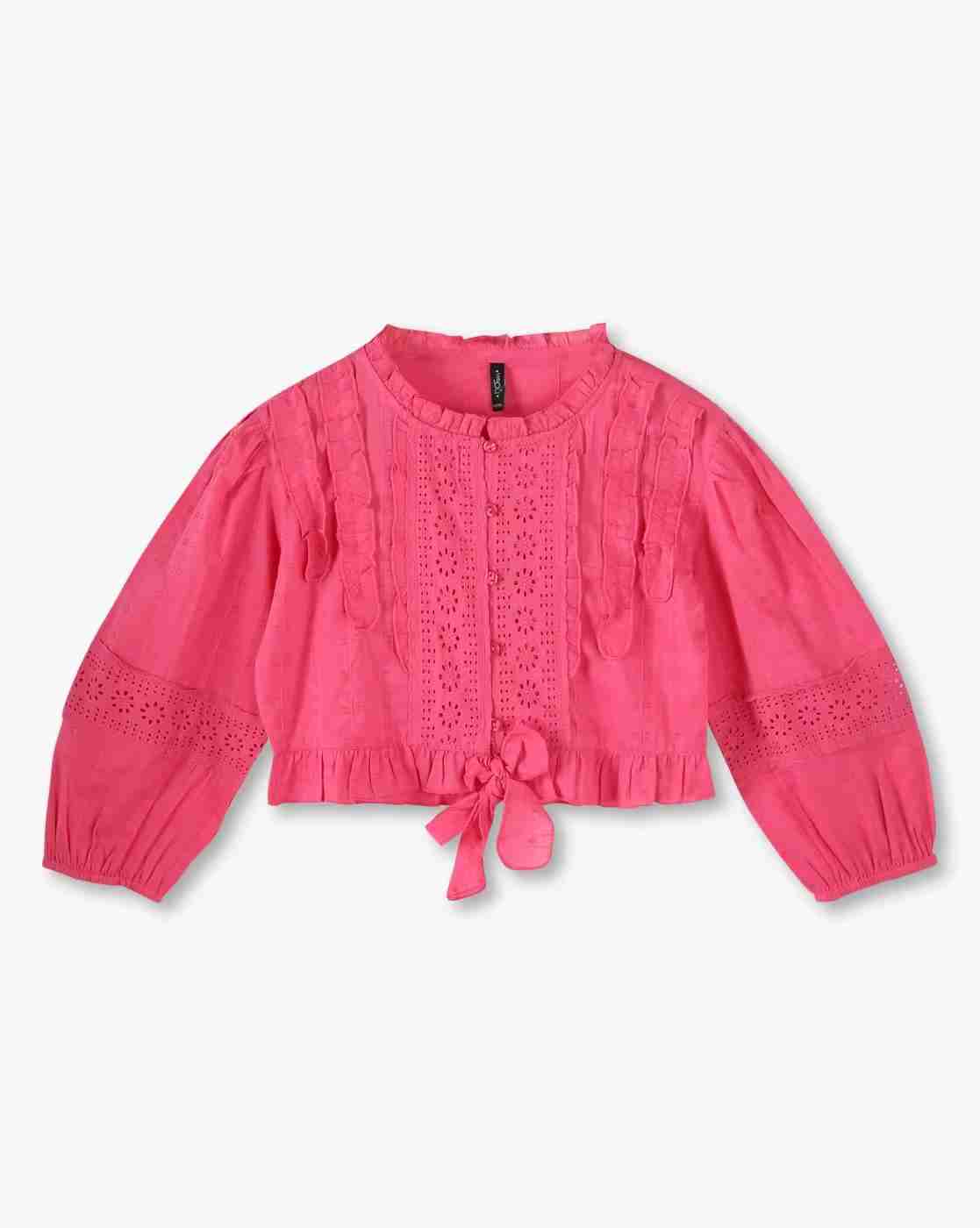 Girls Schiffli Embroidered Top