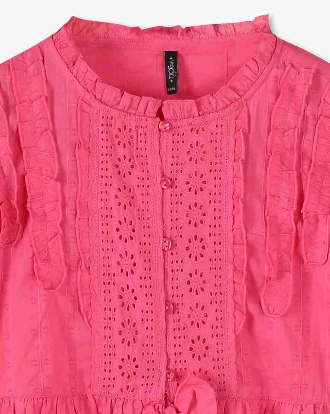 RIO GIRLS | Girls Schiffli Embroidered Top|2