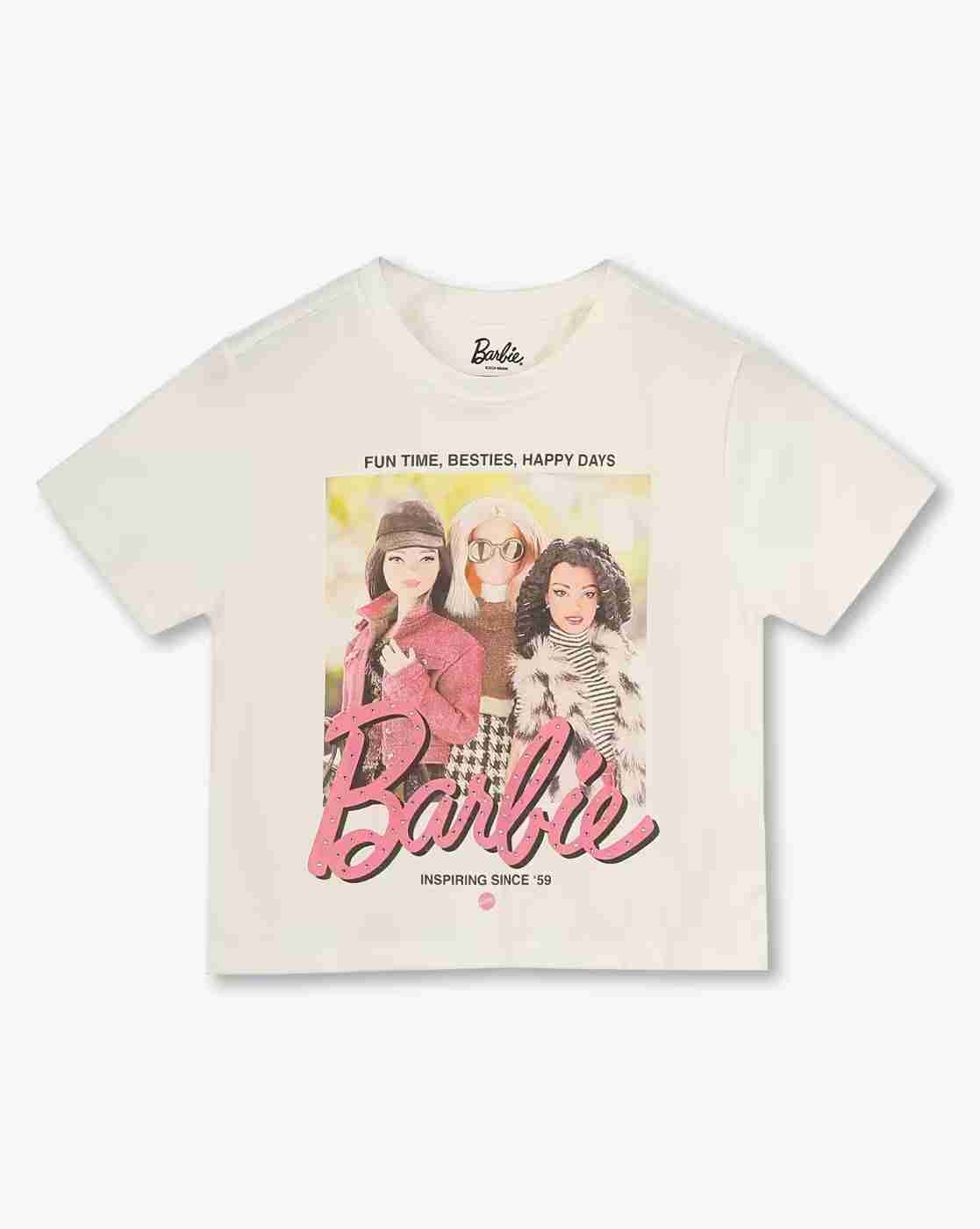 RIO GIRLS | Girls Barbie Print Relaxed Fit Crew-Neck T-Shirt|0