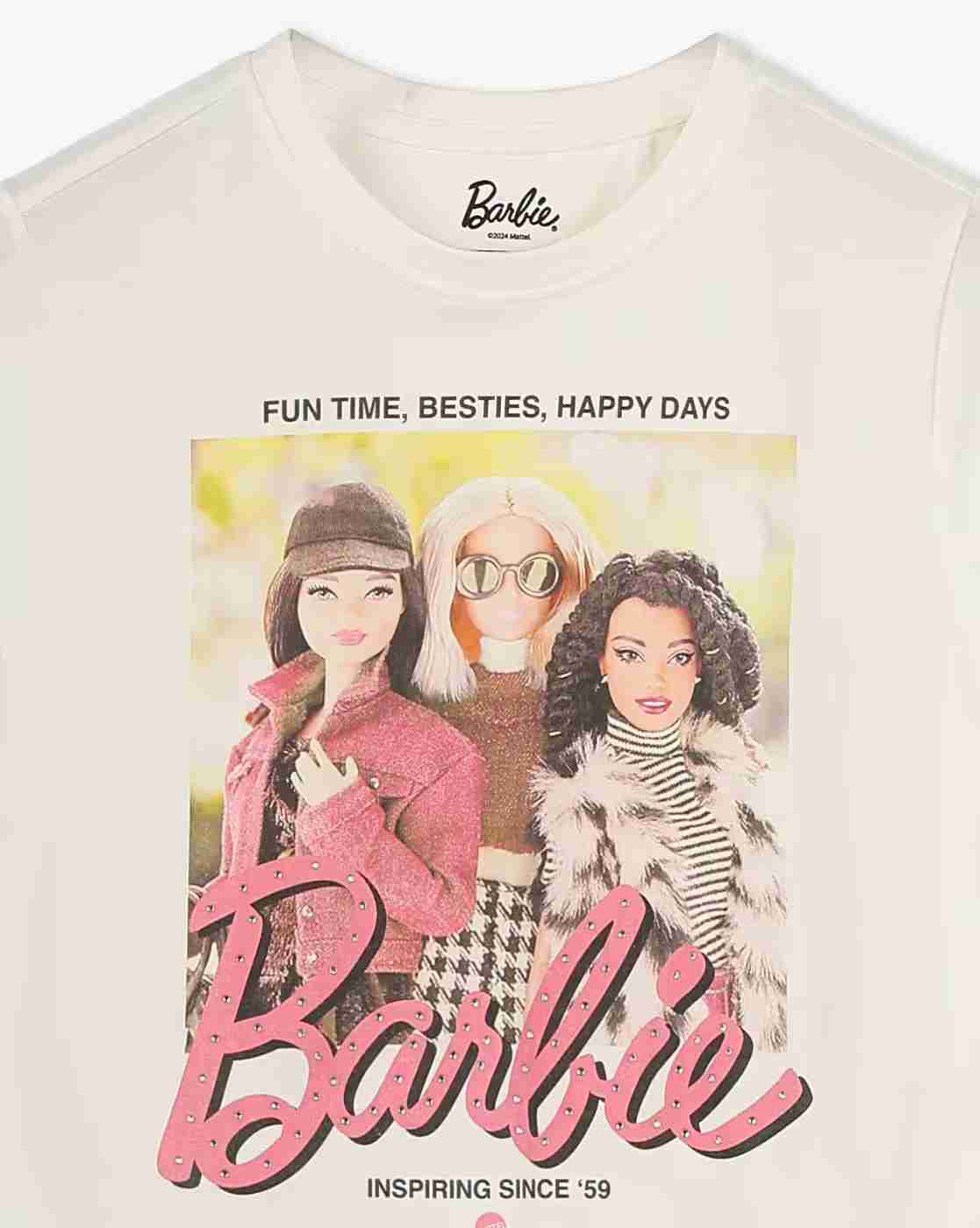 RIO GIRLS | Girls Barbie Print Relaxed Fit Crew-Neck T-Shirt|2