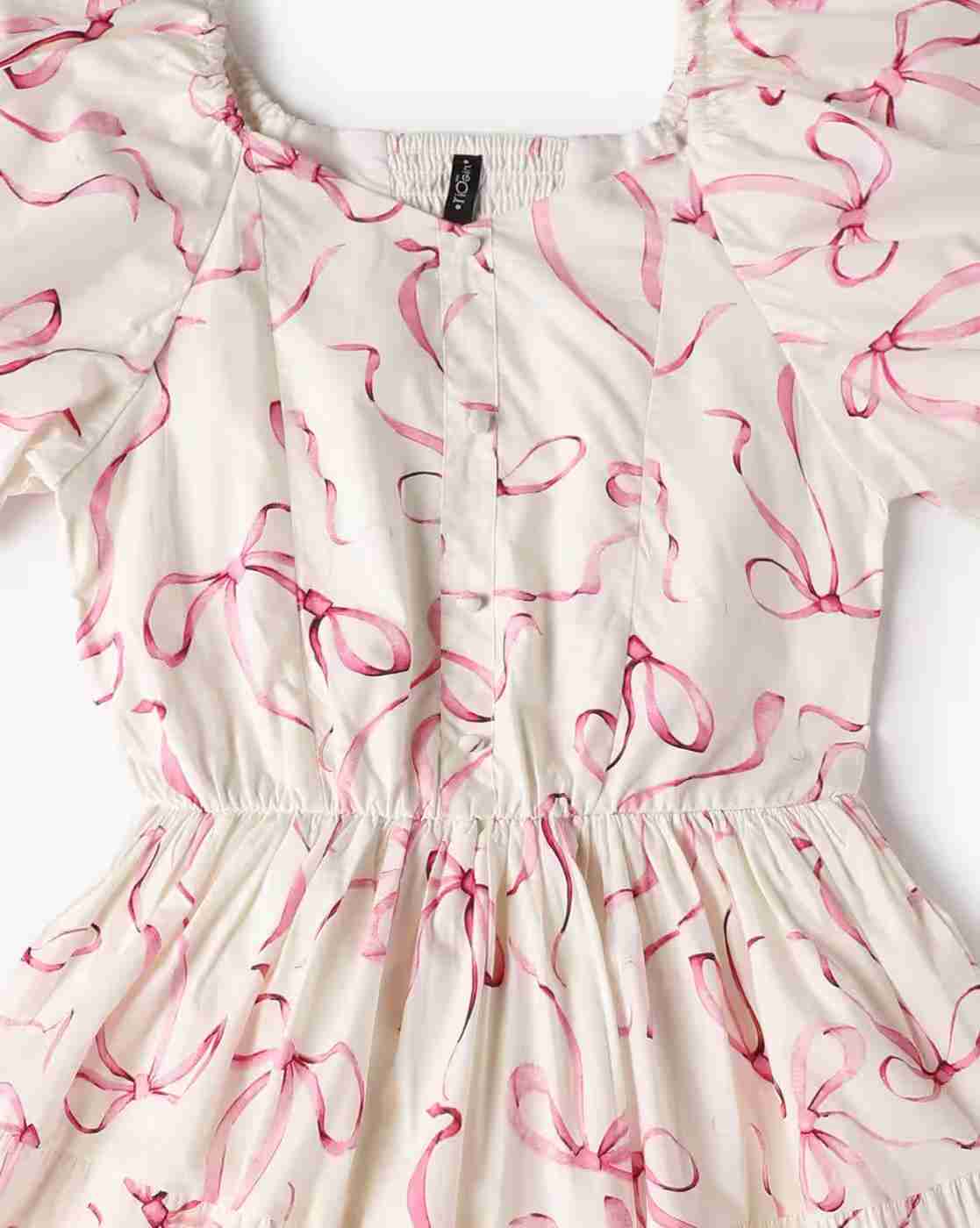 RIO GIRLS | Girls Bow Print Fit & Flare Dress|2