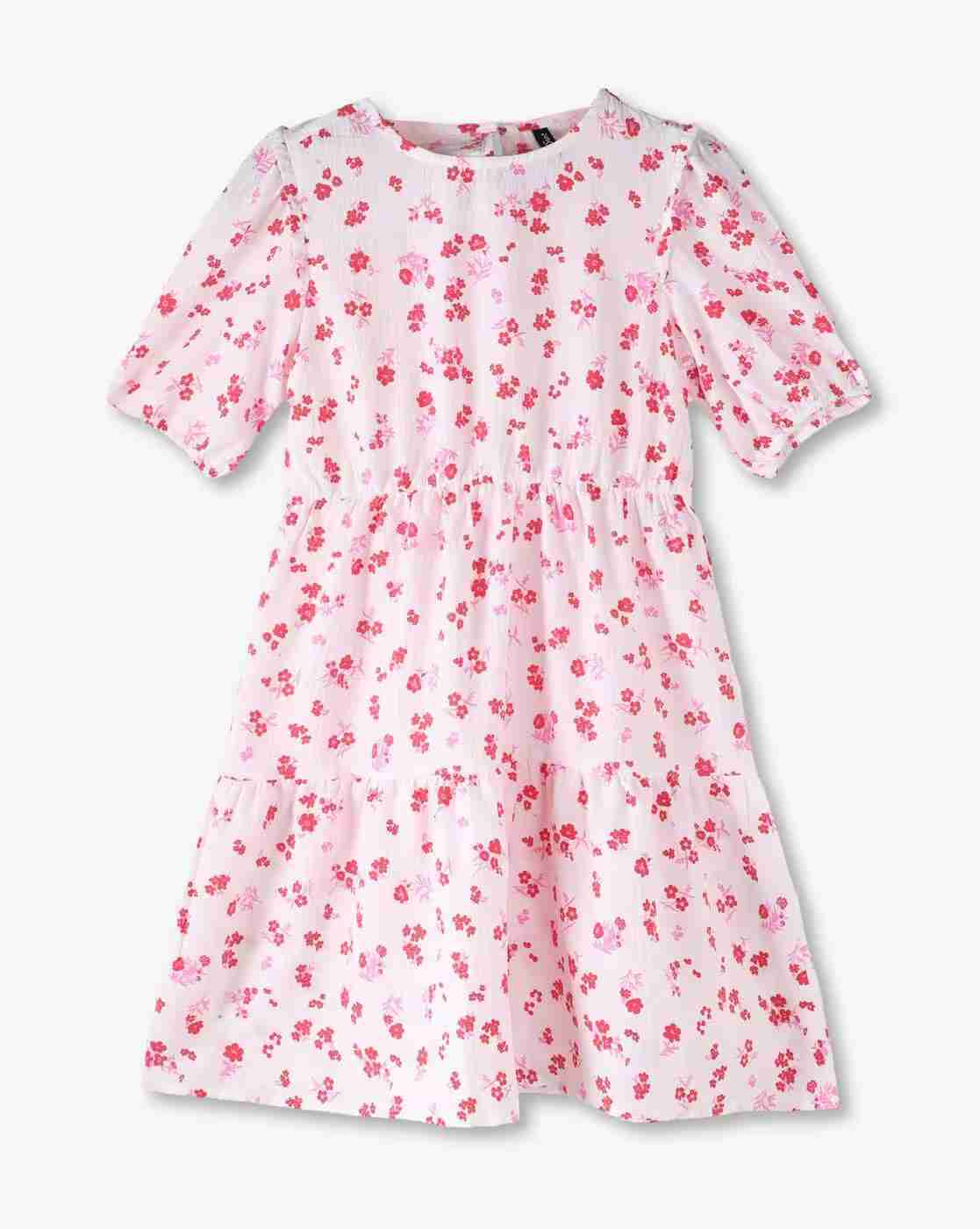 Girls Floral Print A-Line Dress