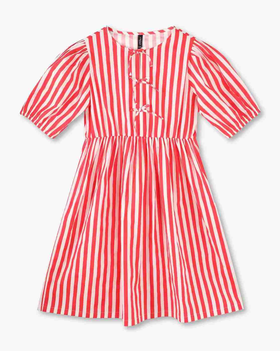RIO GIRLS | Girls Striped Fit & Flare Dress with Bows|0