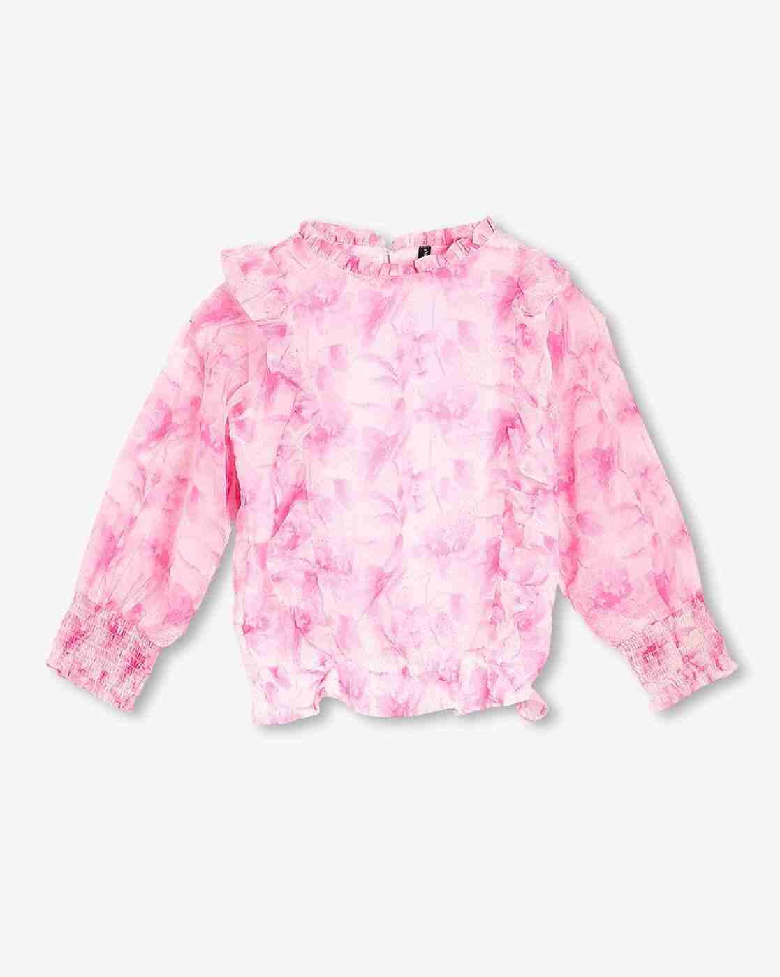 RIO GIRLS | Girls Printed Relaxed Fit Top with Ruffle Overlay|0