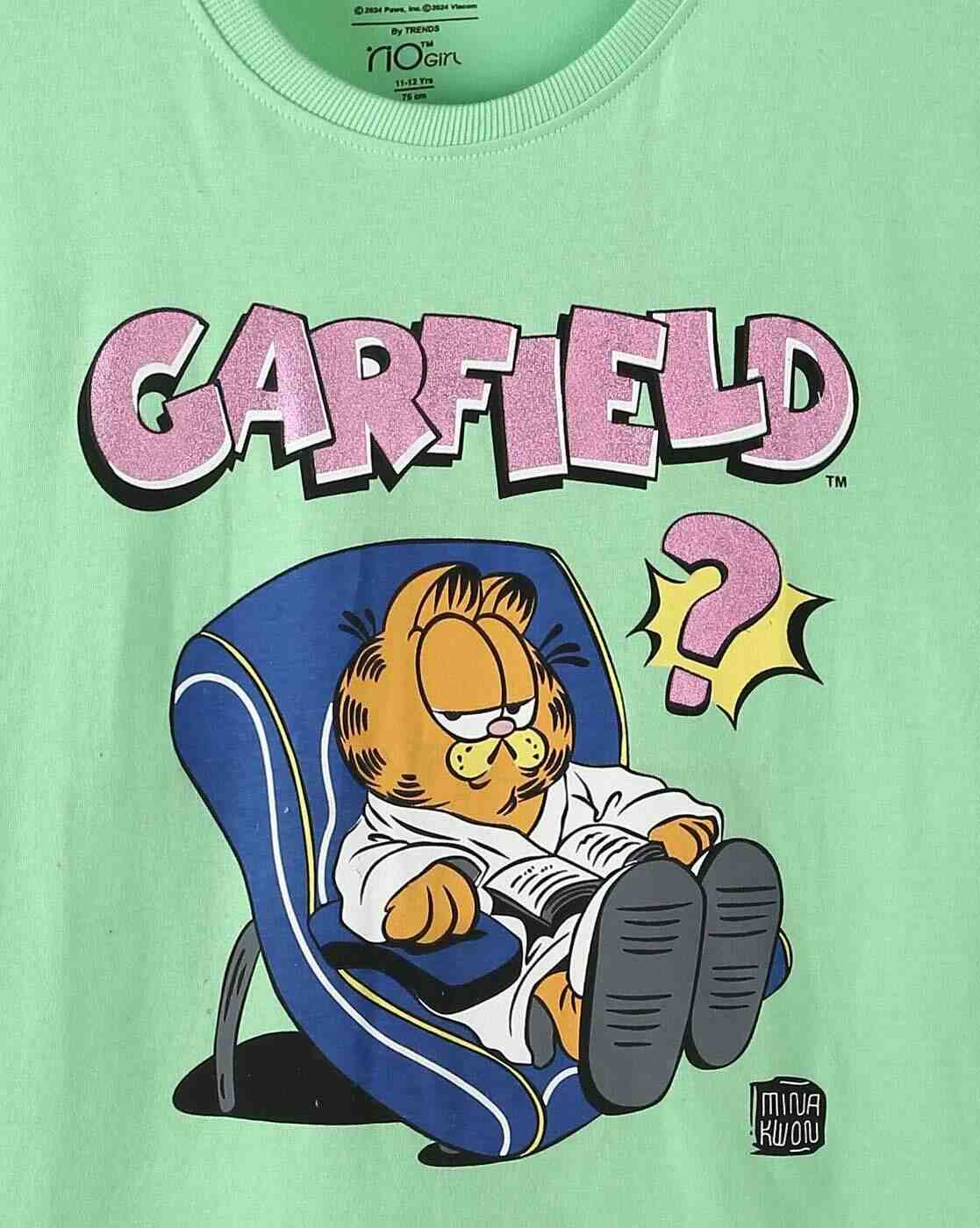 RIO GIRLS | Girls Garfield Print Regular Fit Round-Neck T-Shirt|2