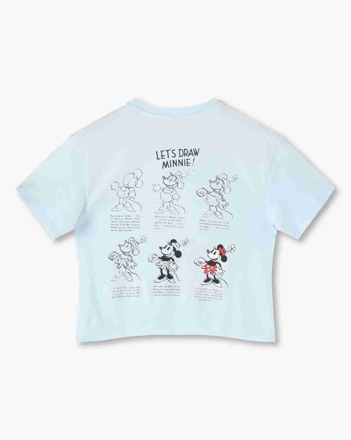 RIO GIRLS | Girls Minnie Mouse Print Boxy Fit Round-Neck T-Shirt|1